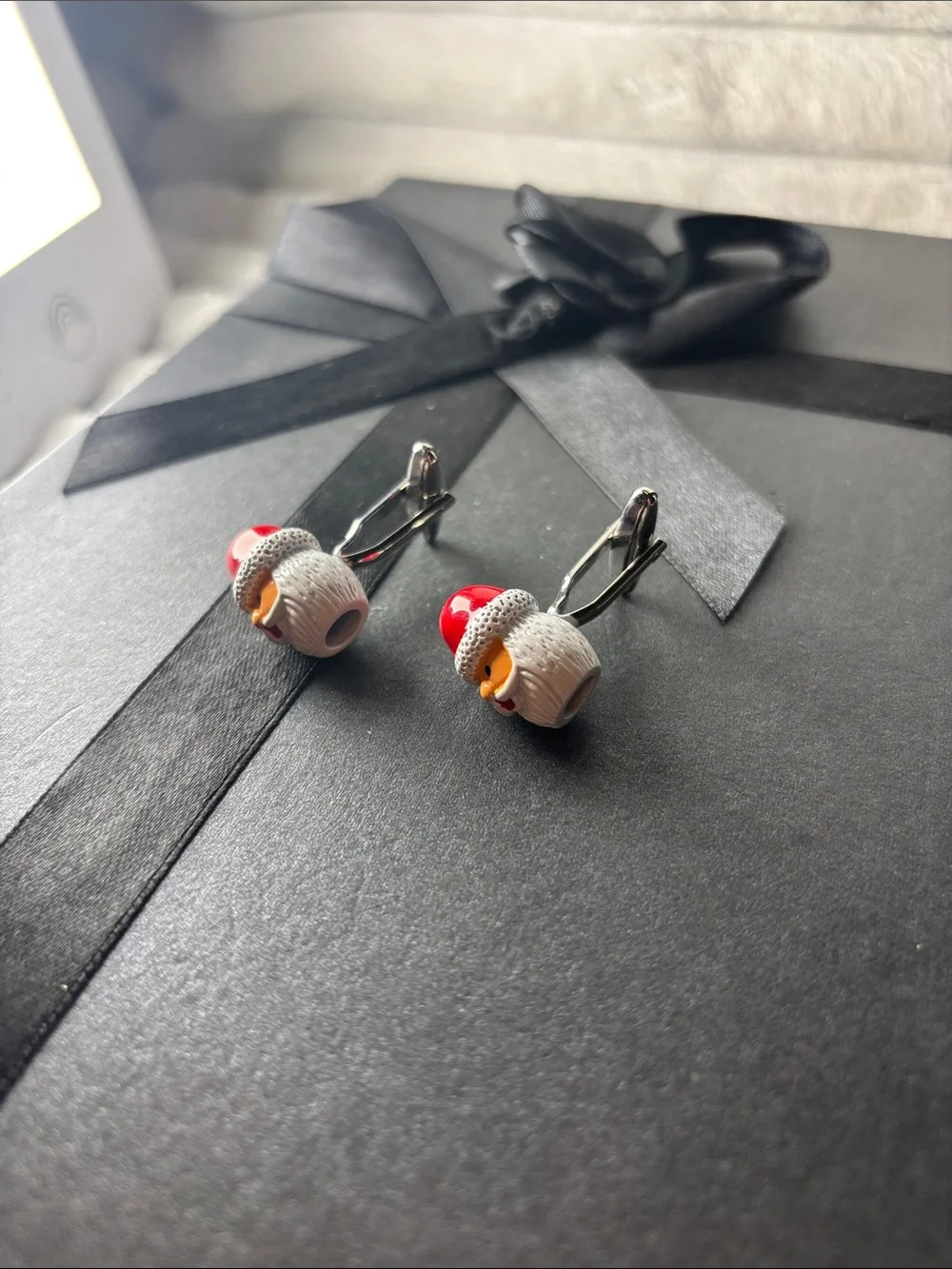 Santa Claus Cufflinks in Red and White